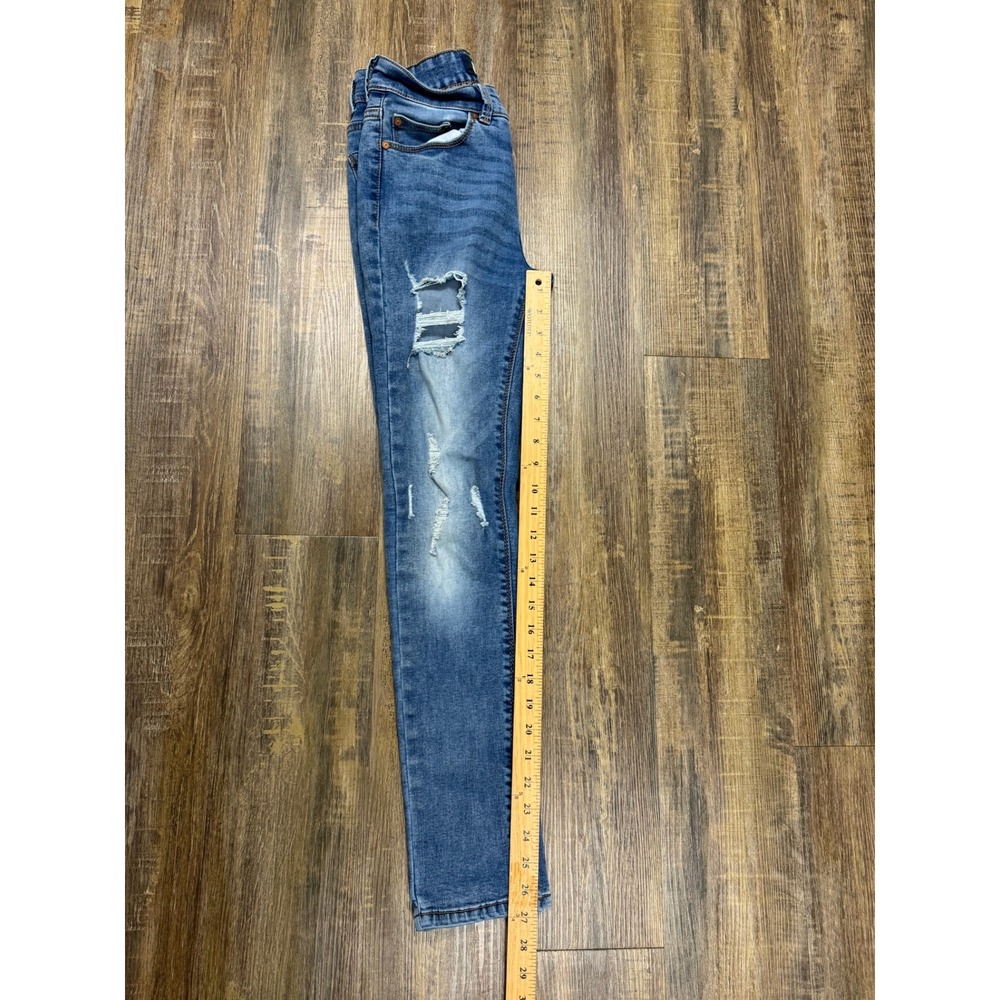 Indigo Rein Skinny Jeans Sz 7 Blue Distressed Ripped High Rise Medium Wash Denim - Picture 6 of 10